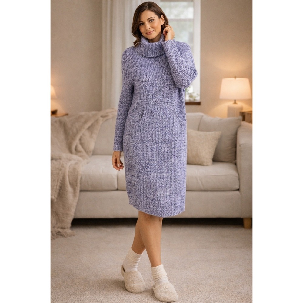 Softies‎ Marshmallow Turtleneck Lounger Dress Purple Knit XS